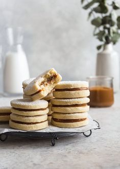 a stack of cookies sitting on top of a plate