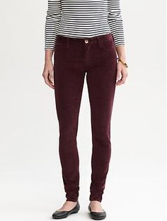 Burgandy Skinny cord | Banana Republic Legging Fits, Banana Republic Jeans, Cold Weather Outfits, Fashion 101, Banana Republic Pants, Chambray Shirt, Modern Outfits, Chambray, Work Outfit