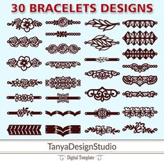 an image of decorative design elements for the web page, with text that reads 30 braclets designs