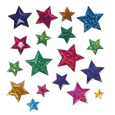 the stars are all different colors and sizes