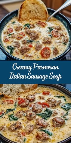 This comforting Italian-inspired soup combines savory Italian sausage, tender ditalini pasta, and a rich, creamy Parmesan-infused broth. It’s packed with vegetables, seasoned with herbs, and finished with fresh spinach for a cozy, hearty meal. Sausage Soup Recipes, Italian Sausage Soup, Creamy Parmesan, Sausage Soup, Comfort Dishes, Easy Soups, Easy Soup Recipes, Hearty Soups, Italian Sausage