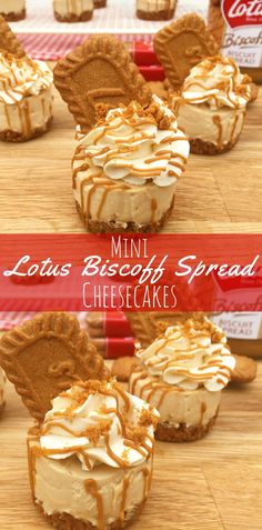 mini cheesecakes with whipped cream on top