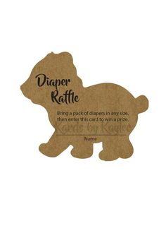 a paper cut out of a bear with the words diaper rattle on it