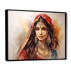 a painting of a woman wearing a red sari