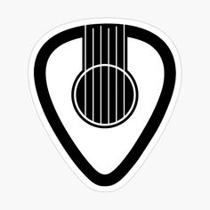 a black and white guitar picker sticker on a white background with the shape of an instrument