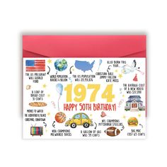 a birthday card with an image of cars, balloons and other things in the background