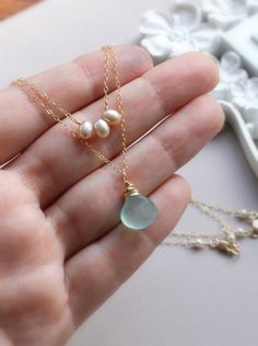 Necklace Photo, Chalcedony Necklace, Necklace Initial, Photo Necklace, Layer Necklace, Delicate Chain, Handmade Jewelry Diy, Double Chain, Blue Chalcedony