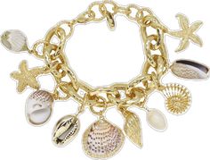 Elegant Gold Shell With Lobster Clasp, Elegant Gold Shell Bracelets, Gold Bracelet With Pearl Charm For Beach, Bohemian Gold Charm Bracelet With Lobster Clasp, Gold Bohemian Charm Bracelet With Lobster Clasp, Gold Charm Bracelet With Lobster Clasp For Beach, Gold Metal Charm Bracelet For Beach, Gold Shell Bracelet, Handcrafted Bracelets