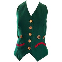 1990s Moschino Cheap & Chic Happy / Sad Hunter Green Carved Wood Waistcoat Vest 1 Eccentric Clothes, Mode Mantel, Vintage Moschino, Crop Vest, Moschino Cheap And Chic, Outfit Collage, Green Vest, Vintage Vest, Cropped Vest