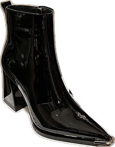 Elegant Glossy Boots, Glossy Finish Patent Leather Heeled Boots, Sleek Patent Leather Boots With Sculpted Heel, Sleek Patent Leather Heeled Boots With Reinforced Heel, Formal Patent Leather Ankle Boots, Formal Patent Leather Ankle Heeled Boots, Formal Patent Leather Block Heeled Boots, Formal Patent Leather Block Heel Boots, Ankle-high Patent Leather Boots With 4-inch Heel