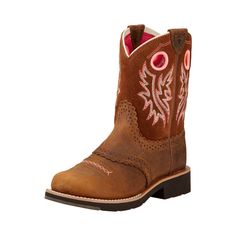 Give your cowgirl a high-performance riding boot with the Ariat� Fatbaby Cowgirl Western Boots for Kids or Toddlers. This boot with classic cowgirl styling features a full-grain leather foot. The Pro Crepe� Light outsoles are tough wearing, while the 4LR� stabilizing shank and removable Wiggle Room� insole deliver superior comfort and stability for day-in, day-out riding. Wiggle Room insole also allows the boot to adjust a 1/2 size to fit growing feet. Pull rings. Average height: 7". Imported.   High-performance riding boot with classic cowgirl styling;   Full-grain leather foot;   Pro Crepe Light outsoles;   4LR stabilizing shanks;   Cushion young feet with removable Wiggle Room insoles;   Adjustable to up to a 1/2 size;   Pull rings; Leather Country Boots, Fatbaby Boots, Cow Girl Boots, Ariat Fatbaby, Western Brown, Girl Boots, Country Boots, Baby Cowboy, Cowgirl Western