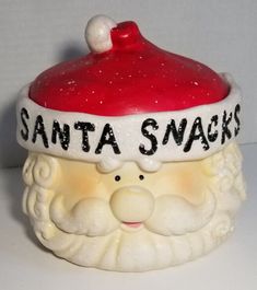 a santa's hat with the words santa snacks on it