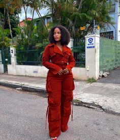 Fall Color Outfits Black Women, Red Style Outfit, Colorful Outfits Black Women, Concert Fits Baddie, Orange Outfits For Black Women, Romper Fall Outfit, Mustard Outfit, Outdoor Concert Outfit, Unique Fashion Style