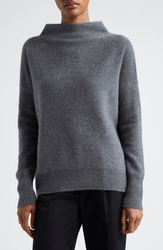 The softest cashmere is also structured enough to form a seamless funnel neck atop this super-cozy sweater styled with dropped shoulders and wide ribbed bands. 25" length (size Medium) Exclusive retailer Funnel neck Long sleeves Ribbed cuffs and hem 100% cashmere Dry clean or hand wash, dry flat Imported Cozy Sweater, Funnel Neck, Sweater Fashion, Cozy Sweaters, Funnel, Sweater Top, Cashmere, Size Medium, Dry Clean