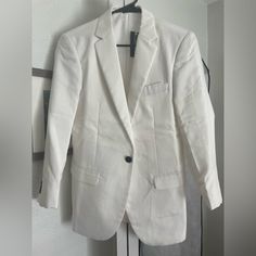 Men's Casual Suit Blazer Jackets Lightweight Sports Coats One Button. Size Small. Brand New. Never Worn. Brand Size S Chest 39.8 Waist 35.8 Sleeve Length 24.8 Shoulder 17.5 Luxury White Sport Coat With Double Button Closure, White Sport Coat With Double Button Closure, White Double-breasted Tuxedo Blazer, White Suit Jacket, Luxury White Single-breasted Sport Coat, Luxury White Double-breasted Blazer, Mens White Suit, Black Sport Coat, Blue Slim Fit Suit