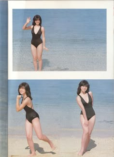 a woman in a bathing suit on the beach