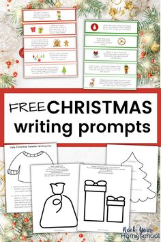 christmas writing and crafting activity for kids with free printables on the page