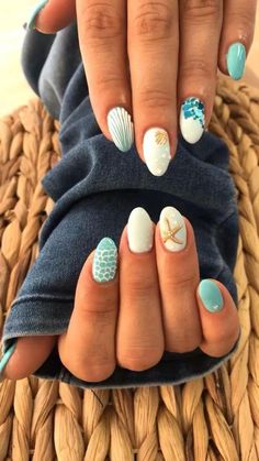 Unghie Sfumate, Cute Simple Nails, Simple Gel Nails, Mermaid Nails