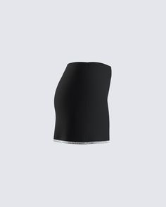 Unleash your allure in sophistication and sparkle ✨ Crafted from stretch suiting fabric, this black rhinestone mini skirt features a fully lined design and an exquisite rhinestone hem trim for an extra touch of glamour 🖤 Glamorous Fitted Black Mini Skirt, Glamorous Black Stretch Mini Skirt, Elegant Stretch Skort For Night Out, Elegant Short Skirt For Parties, Elegant Short Stretch Skirt, Glamorous Fitted Mini Length Skort, Glamorous Fitted Skort With Lined Skirt, Elegant Fitted Skort For Night Out, Elegant Pencil Skirt Skort For Party