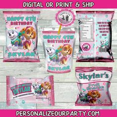 the paw patrol birthday party package includes two bags and one bag with a dog on it