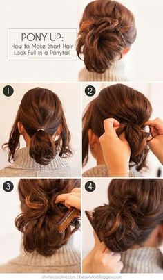 PONY UP : How To Make Short Hair Look Full in a Ponytail Holiday Hair Tutorial, Full Ponytail, Short Hair Ponytail, Hair Cute, Hair Help, Holiday Hairstyles