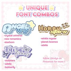 '.☆,𝘂𝗻𝗶𝗾𝘂𝗲 𝗳𝗼𝗻𝘁 𝗰𝗼𝗺𝗯𝗼𝘀 !!,¸☽ .` Ibispaint Fonts Code, Fonts For Dafont, Font For Editing, Fonts For Watermark, Kpop Fonts Dafont, Font Packs Dafont, Fonts For Ibispaint, Ibis Paint Fonts Text, Fonts Ideas Dafont