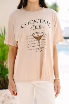 If cocktails are your thing then so is this graphic tee! This espresso martini graphic tee is so cute and we love the neutral coloring. It's going to be an easy go to for any casual day! Round neckline Short sleeves Cocktail graphic Generous stretch Savannah is wearing the small.Custom made-to-order. Please allow up to an additional 5-10 business days to process and ship your order. Summer Graphic Print T-shirt For Brunch, Short Sleeve Screen Print Tops For Brunch, Spring Brunch Graphic Tee T-shirt, Summer T-shirt With Screen Print For Brunch, Graphic Tee T-shirt For Brunch With Short Sleeves, Summer Graphic Tee For Brunch, Graphic Tee For Brunch With Short Sleeves, Spring Brunch Graphic Tee Shirt, Graphic Tee With Letter Print For Brunch