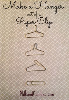 a paper clip with the words make a hanger out of paper clips on it