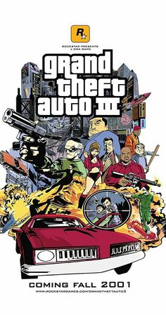 the poster for grand theft auto club, which features an image of people in a car