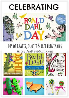 children's books and crafts are featured in this postcard for the road dahl day