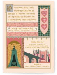 a card with an image of princesses and their names