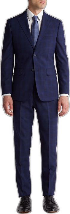 Fitted Plaid Suits For Business, Fitted Plaid Suits For Office, Fitted Plaid Suit For Semi-formal Occasions, Fitted Plaid Business Suits, Fitted Plaid Suit With Notch Lapel, Fitted Plaid Suit With Welt Pockets, Semi-formal Fitted Plaid Suits, Luxury Blue Wool Three-piece Suit, Blue Double-breasted Notch Lapel Suit For Work