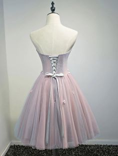 Charming Pink Tulle Short Knee Length Party Dress, Homecoming Dress Knee Length Evening Dress, Floral Prom Dresses, Pink Homecoming Dress, Floral Corset, Corset Dress Prom, Dress Homecoming, Evening Dresses Short, Short Prom Dress, Custom Size Dresses