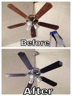 the before and after of a ceiling fan