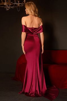 Zapakasa Women Velvet Off the Shoulder Holiday Party Dress Burgundy Cocktail Dress with Pleated Burgundy Holiday Dress, Prom Dresses Elegant, Burgundy Prom Dress, Fishtail Dress, Sequin Evening Dresses, Mob Dresses, Evening Dresses Cocktail, Maxi Dress Prom, Holiday Party Dresses