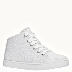 Lace High Top Sneaker Perfect Spring Outfit, Glitter Fashion, Sneakers Collection, Mid Top Sneakers, Yellow Cardigan, Trainers Fashion, High Top Sneaker, Girls Sneakers, White Glitter