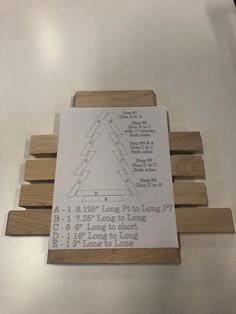 a piece of wood that has been made into a christmas tree with instructions on it