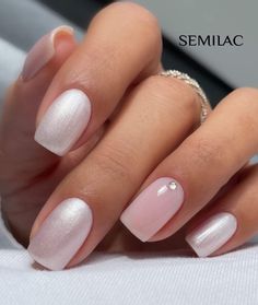 Pretty Gel Nail Designs, White Cream Nails, Sns Nails Designs, Purple Glitter Nails, Wedding Manicure, Pink Chrome Nails, Coconut Ice, Manicure Nail Designs, Coconut Ice Cream