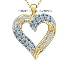 3Ct Sapphire & Diamond Open Heart Pendant Necklace In sterling Silver 925 With 14kt Yllow Gold Finish, Pave Heart Pendant, Mother's Day Gift   !~ Main Stone : Sapphire   Secondary Stones: Cubic Zirconia !~ Stones Specifications : > Stone Shape: Round Brilliant cut > Main Stone Clarity: VVS1 > Stone Color : Near White > Cut Grade: Excellent !~ Metal : >  Metal Type: 100% 925 Sterling Silver   > Available Plating:-  Yellow Plated Silver , Rose Plated Silver Please Specify While Placing Order   !~ Yellow Jewelry For Anniversary On Mother's Day, Yellow Jewelry For Mother's Day Anniversary, Yellow Heart Pendant Jewelry For Anniversary, Heart Pendent, Sentimental Jewellery, Special Gifts For Her, Moissanite Earrings, Gold Heart Necklace, Mom Jewelry