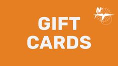 an orange background with the words gift cards in white on it and a plane flying above