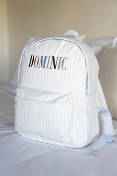 Preppy White Standard Backpack, White Preppy Backpack For Students, Preppy White Rectangular Backpack, Preppy White School Bag, Preppy White Bag For Back To School, Preppy White Bags For School, Preppy White Bags For Back To School, Preppy White Back To School Bags, Blue Backpack Gift For End Of School Year