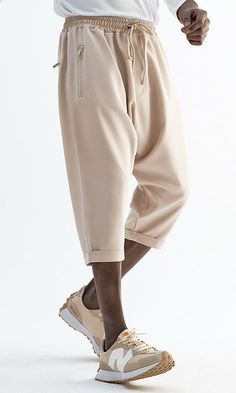 QL Relaxed Bermuda AZUR in Beige - QABA'IL Men Casual Pants Outfit, Modern Islamic Clothing, Pant Trousers For Men, Habits Musulmans, Style Sweatpants, Relaxed Trousers, Muslim Men, Beige Outfit, Classy Design