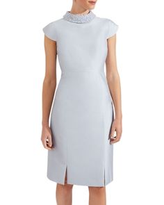 Hobbs London Katherine Embellished Neck Dress Hobbs London, Pale Blue, Neck Dress, Pick Up, In Store, Buy Online, London, For Women, Free Shipping