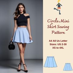 Circle Mini Skirt Sewing Pattern, Circle Skirt, Skater Skirt, Women's Flare Skirt, School Skirt, Tennis Skirt, Summer Skirt A4 A0 US, XS-4XL: Available as an instant download (pdf) sewing pattern bundle with a range of size options: US Sizes: 2, 4, 6, 8, 10, 12, 14, 16, 18, 20, 22, 24, 26, 28, 30 Standard Sizes: XS, S, M, L, XL, 2XL, 3XL, 4XL These patterns are suitable for A4, A0, and US Letter size papers. As soon as your payment is processed, you will automatically receive download links for Mini Skirt Sewing, Mini Skirt Sewing Pattern, Circle Skirt Pattern, Skirt School, Skirt Tennis, 50s Skirt, Skirt Sewing Pattern, School Skirt, Skirt Sewing