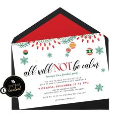 an all will not be calm christmas party card