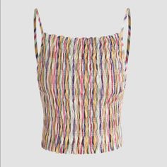 Super Cute And Flattering Smocked Rainbow Stripe Spaghetti Strap Cropped Tank Top With A Square Neckline And Slightly Low Back. Fits A Medium Size (Though It Is A Large, But Runs Small). Stretchy Fabric. Brand New, Never Been Worn Or Washed. Stored Nicely In A Pet And Smoke Free Home. I Always Ship My Sales Day Or Or Day After You Buy! Thanks For Checking Out My Closet And Have A Great Day. Multicolor Cami Top For Spring, Multicolor Cami Tops For Beach, Multicolor Cami Top For Vacation, Multicolor Cami Top For Summer, Trendy Multicolor Spaghetti Strap Tops, Multicolor Cami Tank Top For Day Out, Multicolor Spaghetti Strap Top For Day Out, Rainbow Spaghetti, Rainbow Tank Top