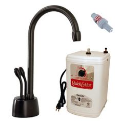 a sink faucet and water heater are shown with an outlet for the faucet