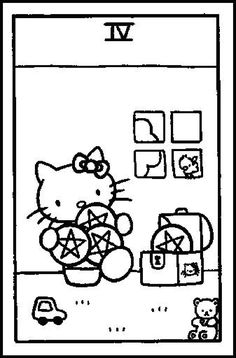 the hello kitty coloring page is shown in black and white