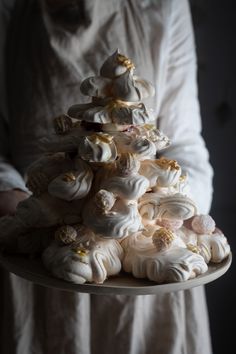 a person holding a plate with food on it