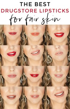 The best drugstore lipsticks for fair skin #makeup #beauty #lipsticks #drugstoremakeup Best Wedding Lip Color, Fall Drugstore Lipstick, Lipstick For Blondes With Blue Eyes, Drugstore Lipstick For Fair Skin, Simple Elegant Eye Makeup, 2023 Lipstick Trends, Make Up Fair Skin, Best Nude Lipstick For Medium Skin, Lipstick Fair Skin